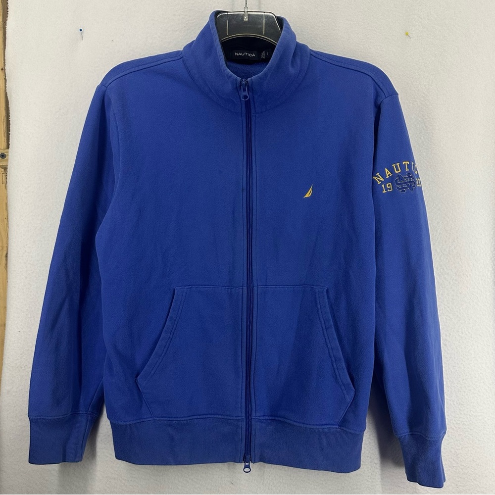Nautica Full Zip Graphic Sweatshirt Mens Small Blue